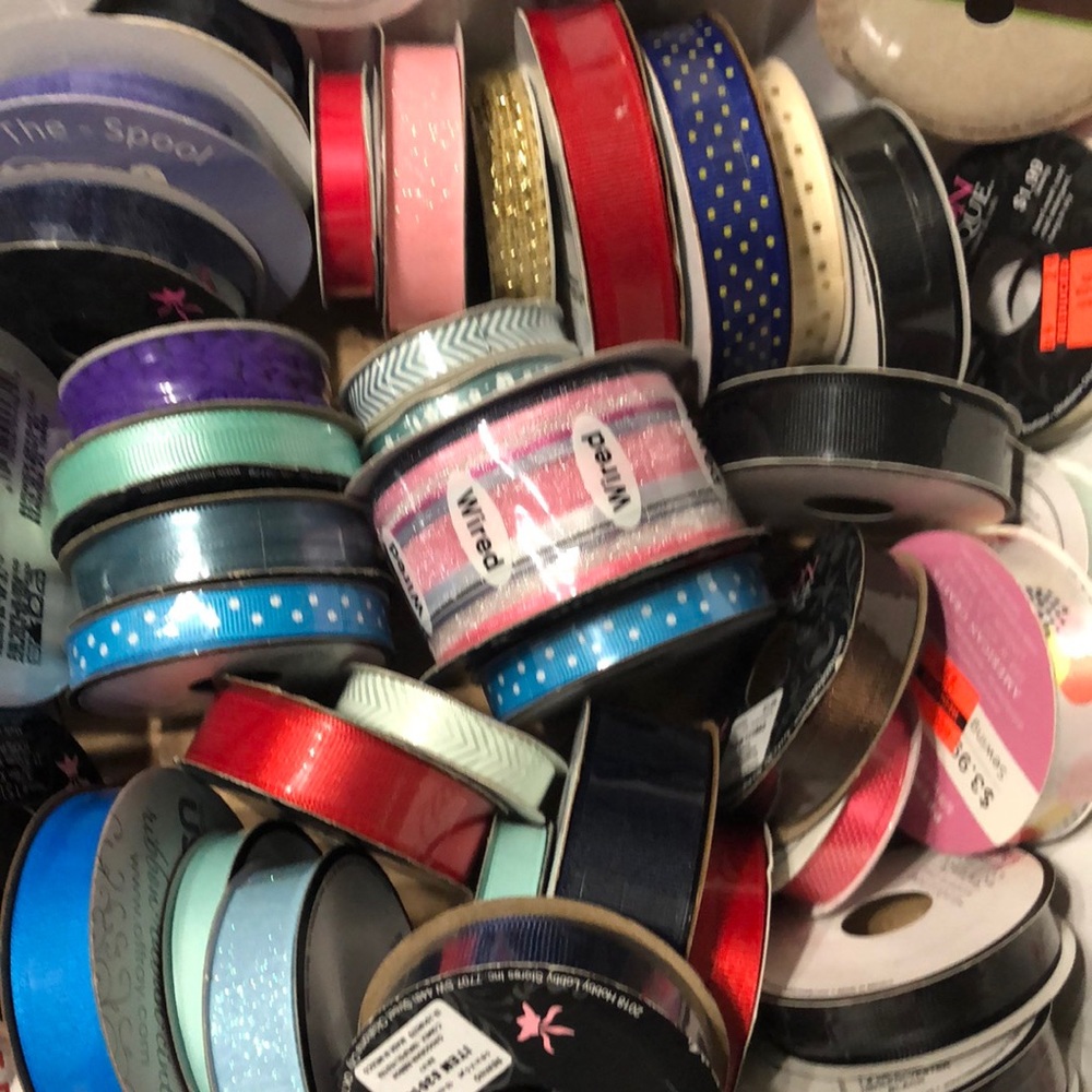 NEW WRAPPED VARIOUS RIBBON 41 SPOOLS MOSTLY GROSGRAIN AND A FEW SATIN